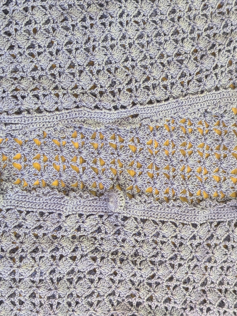 April Cornell Cardigan Sweater Vtg Size L Crochet Cotton Purple Flower Granny - Picture 5 of 6
